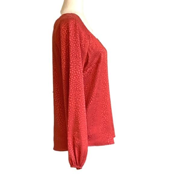 WHBM Blouse Salmon Pink Metallic Sweetheart Neck Long Sleeve Top Size XS - Picture 5 of 12